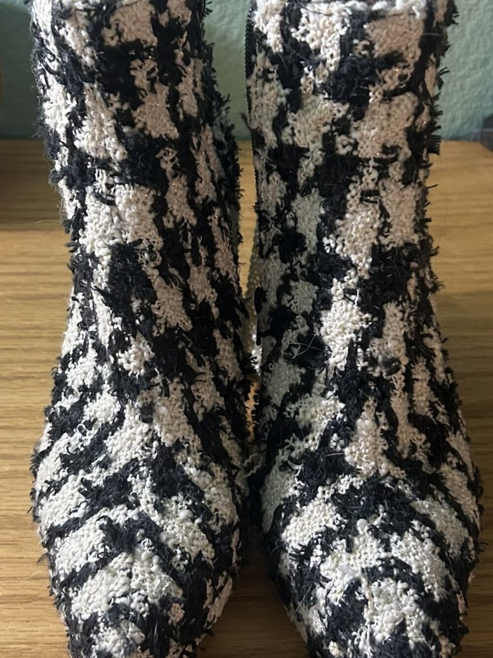 Betsey Johnson Raylan houndstooth & pearl zip boots - Picture 2 of 7